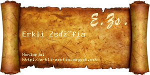 Erkli Zsófia névjegykártya